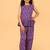 Purple cotton ikat peplum top & pant co-ord set for girls