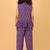 Purple cotton ikat peplum top & pant co-ord set for girls