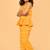 Yellow cotton ikat peplum top & pant co-ord set for girls