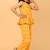 Yellow cotton ikat peplum top & pant co-ord set for girls
