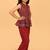 Maroon hand block printed cotton peplum top & pant co-ord set for girls