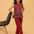Maroon hand block printed cotton peplum top & pant co-ord set for girls