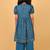 Teal hand block printed cotton tunic & pant set for girls