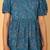 Teal hand block printed cotton tunic & pant set for girls