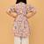 Multicolor hand block printed cotton tunic & pant set for girls