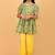 Green hand block printed cotton tunic & pant set for girls