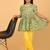 Green hand block printed cotton tunic & pant set for girls