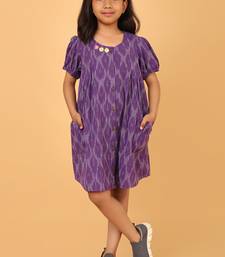 Purple ikkat cotton girls frock