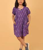 Purple ikkat cotton girls frock