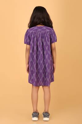Purple ikkat cotton girls frock 4