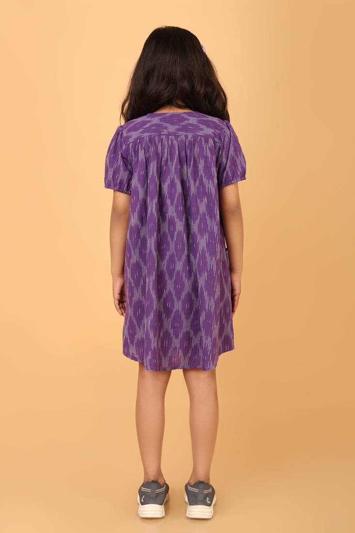 Purple ikkat cotton girls frock