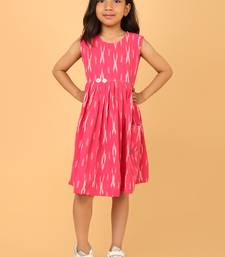 Pink ikkat cotton girls frock