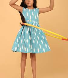 Blue ikkat cotton girls frock