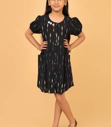 Black ikkat cotton girls frock