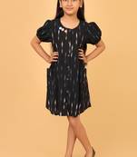 Black ikkat cotton girls frock