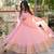 Pink crepe anarkali suit set with mirror work dupatta