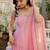Pink crepe anarkali suit set with mirror work dupatta