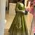 Olive embroidered crunchy silk blend anarkali suit set