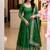 Green embroidered crunchy silk blend anarkali suit set