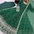 Green embroidered crunchy silk blend anarkali suit set