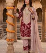 Pink embroidered faux georgette salwar suit set
