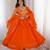 Orange sequin embroidered georgette anarkali gown set