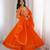 Orange sequin embroidered georgette anarkali gown set