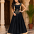 Black Navratri Rayon Lehenga Choli Set with Designer Panel Work