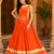 Orange Navratri Rayon Lehenga Choli Set with Designer Panel Work