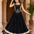 Black Navratri Rayon Lehenga Choli Set with Designer Panel Work