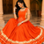 Orange Navratri Rayon Lehenga Choli Set with Designer Panel Work