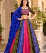 Multicolor Silk Blend Navratri Lehenga Choli Set with dupatta