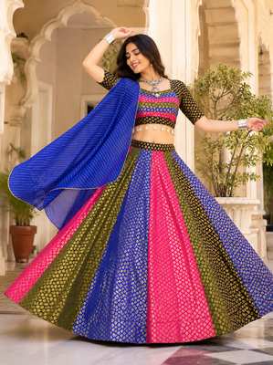 Multicolor Silk Blend Navratri Lehenga Choli Set with dupatta 2