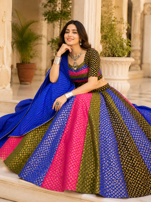 Multicolor Silk Blend Navratri Lehenga Choli Set with dupatta 4