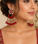 Traditional meenakari chandbali earrings