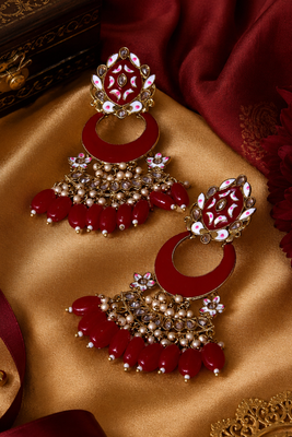 Traditional meenakari chandbali earrings 2