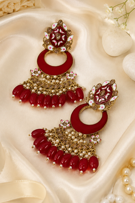 Traditional meenakari chandbali earrings 4