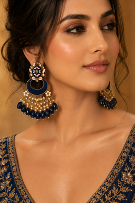 Artisan blue meenakari chandbalis 1