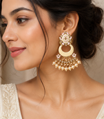Meenakari pearl fringe chandbalis