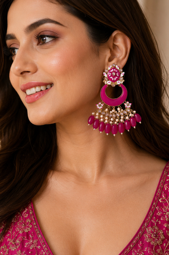 Designer meenakari chandbali earrings
