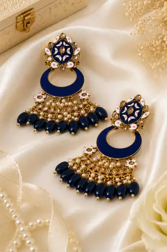 Artisan blue meenakari chandbalis
