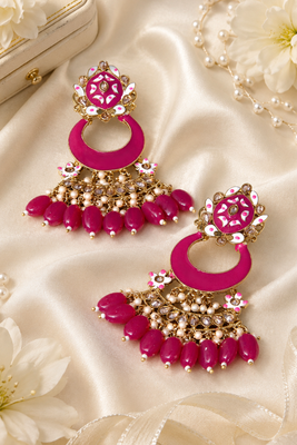 Designer meenakari chandbali earrings 2