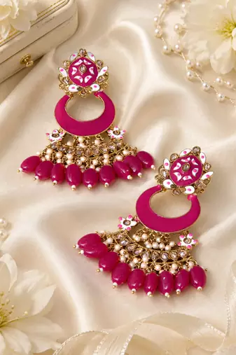 Designer meenakari chandbali earrings