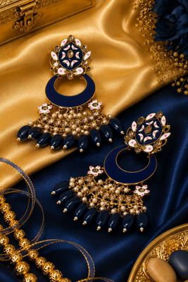 Artisan blue meenakari chandbalis 4