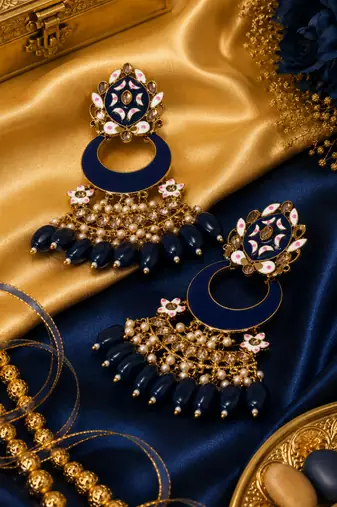 Artisan blue meenakari chandbalis