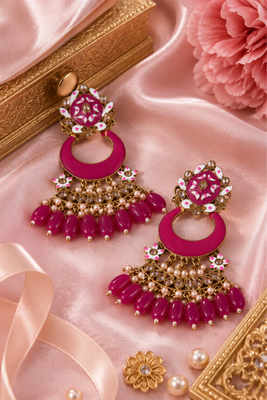 Designer meenakari chandbali earrings 4