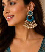 Meenakari pearl cascade earrings