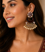 Meenakari pearl drop earrings