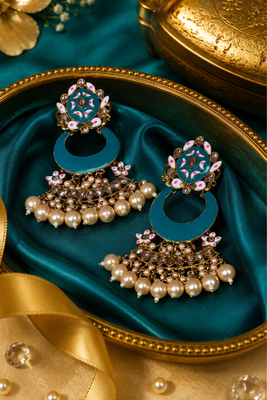 Meenakari pearl cascade earrings 2