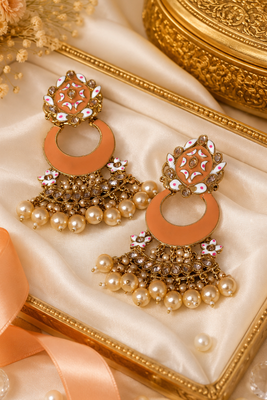 Meenakari pearl chandbali drops 2